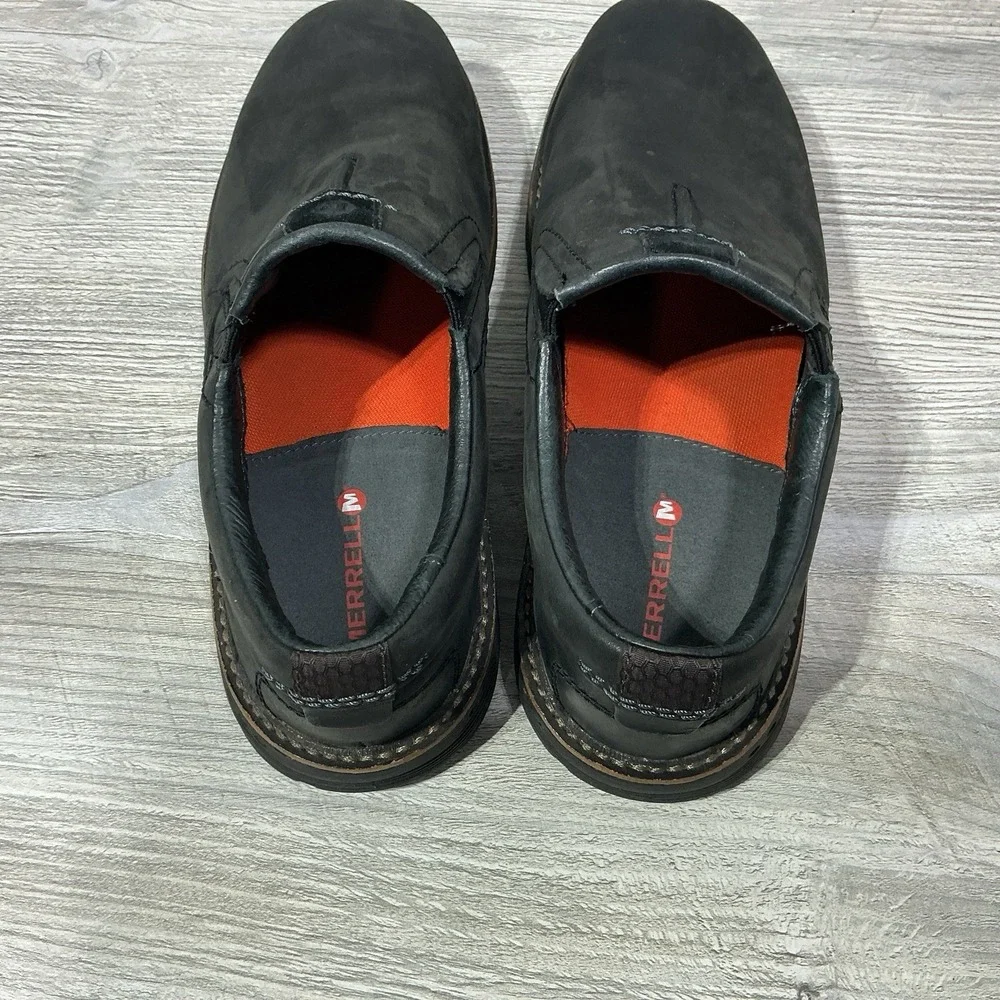 Merrell Realm Moc Shoes Mens 8 Slip On Round Toe Comfort Low Top J42149 Black